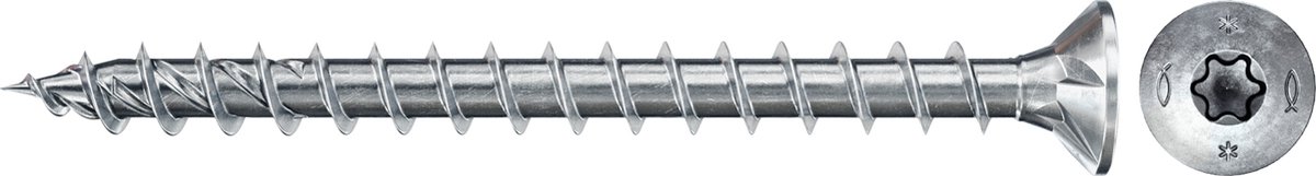 Fischer 670160 spaanplaatschroef Power-Fast II 4,0 x 45 TX20 - verzonken kop - voldraad - blauw verzinkt (200st)