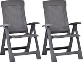 Decoways - Tuinstoelen 2 stuks verstelbaar kunststof mokka