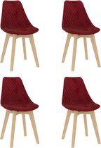 Decoways - Eetkamerstoelen 4 stuks fluweel wijnrood