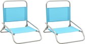 Decoways - Strandstoelen 2 stuks inklapbaar stof turquoise