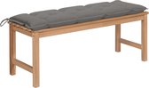Decoways - Tuinbank met grijs kussen 120 cm massief teakhout
