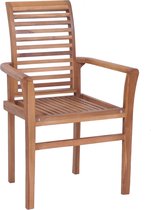 Decoways - Eetkamerstoelen 4 stuks met antracietkleurige kussens massief teakhout