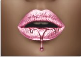 Glasschilderij lippen - Pink No1  - 75 x 100 cm - schilderij woonkamer slaapkamer - PosterGuru