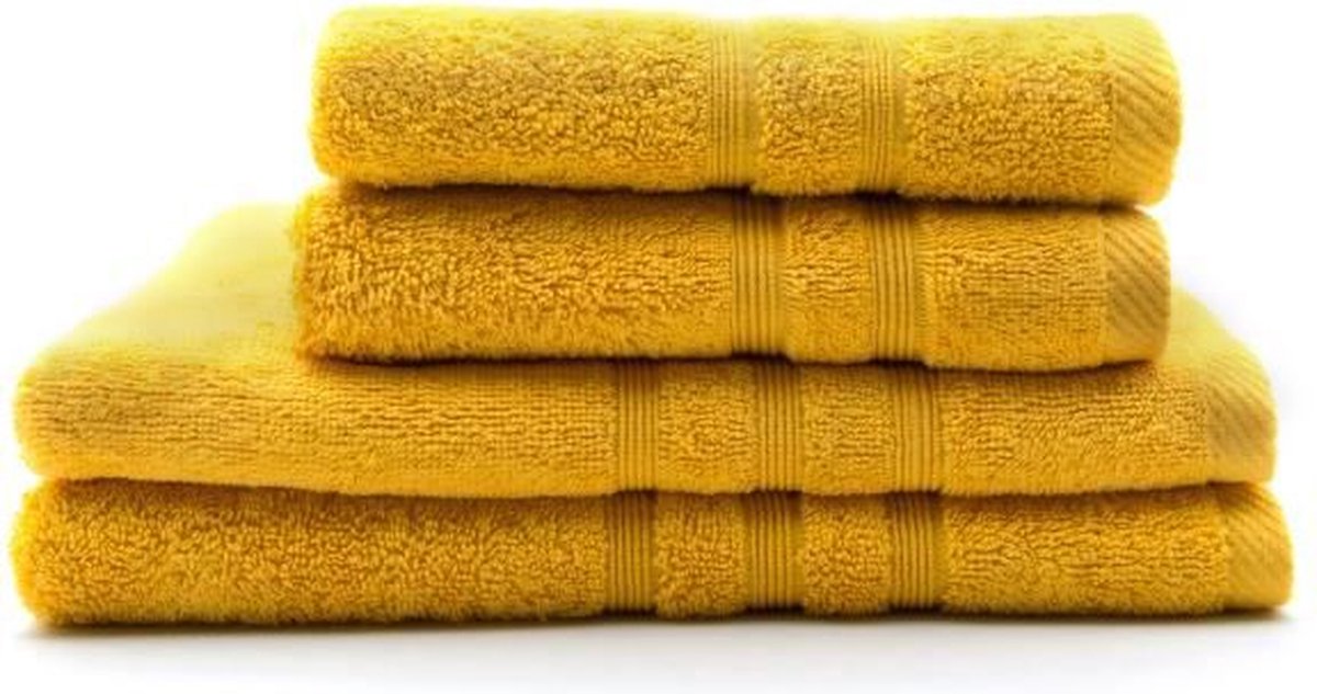 VANDAAG Set van 2 handdoeken 50 x 100 cm + 2 badhanddoeken 70 x 130 cm - 100% katoen - saffraan