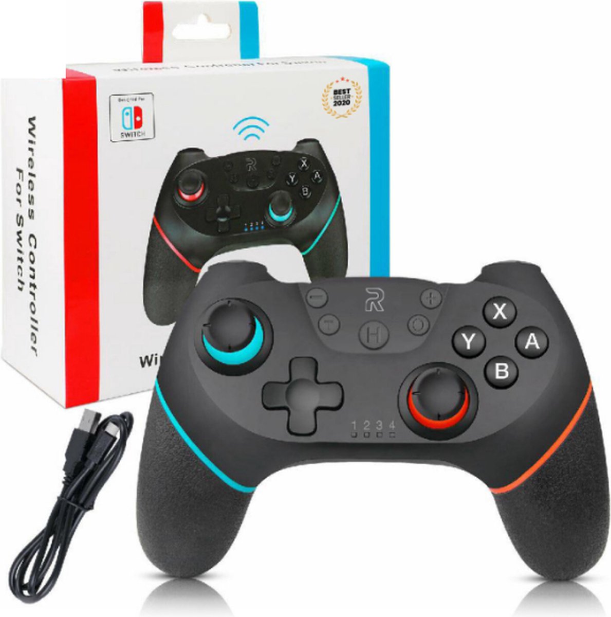 Relaatable - Draadloze controller geschikt voor Nintendo Switch - Blauw/Zwart/Rood
