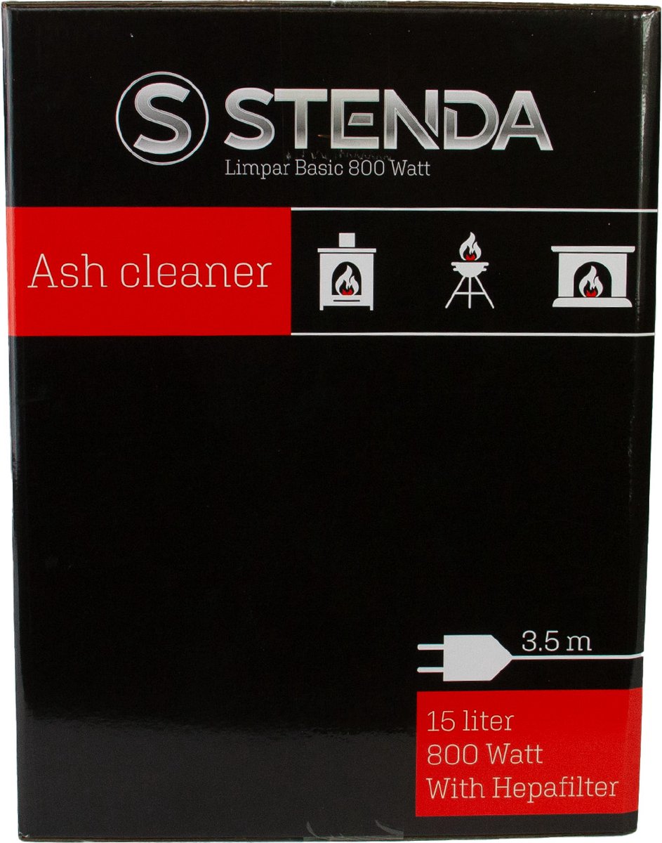 Aspirateur à cendres Stenda - Limpar Basic 800 watts - Nettoyant à cendres  - Noir mat