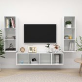 Decoways - 3-delige Tv-meubelset spaanplaat hoogglans wit