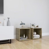Decoways - Tv-meubelen 2 stuks 37x35x37 cm spaanplaat wit sonoma eikenkleurig