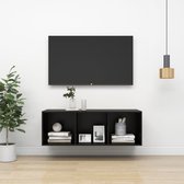 Decoways - Tv-wandmeubel 37x37x107 cm spaanplaat zwart