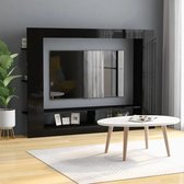 Decoways - Tv-meubel 152x22x113 cm spaanplaat hoogglans zwart