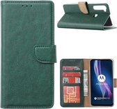 LuxeBass Hoesje geschikt voor Motorola One Fusion Plus - Bookcase Groen - portemonnee hoesje - telefoonhoes - gsm hoes - telefoonhoesjes