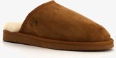 Hush Puppies suede heren pantoffels met lamsvacht - Cognac - Maat 43 - Sloffen - Echt leer
