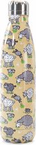 Eco Chic The Bottle - Thermosfles 500 ml - Isoleerfles - Beige - Schapen
