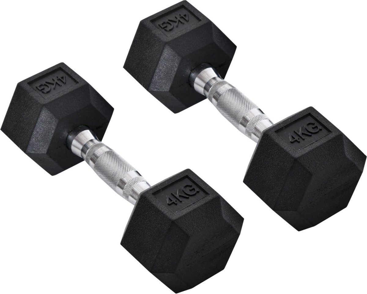 Fitgoodz - Dumbbells - Hexa dumbbell - Set 2x 4 Kg - Hex Dumbbel - Krachttraining - Crossfit