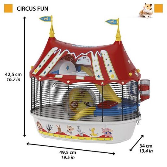 Ferplast Kooi Circus Fun - Hamsterkooi - Wit/Rood - 49,5 x 34 x 42,5 cm |  bol.com