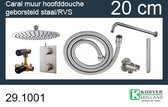 One-Pack Type 202 Inbouw Doucheset Rond Met Thermostaat Wandarm En Platte Hoofddouche Geborsteld Staal (20cm)