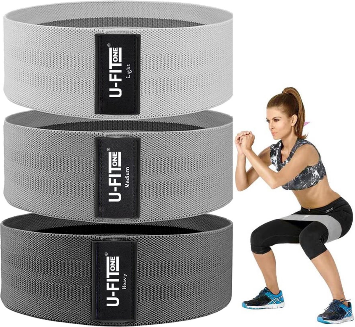 U Fit One Resistance band set - Weerstandsbanden - Booty Band - Yoga&Pilates - Fitness Elastiek set- Stretch band - Thuis sporten - Home Gym