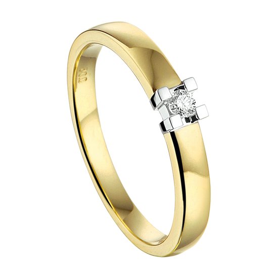 The Jewelry Collection Ring - Diamant 0.05 Ct. - Maat 50 - Bicolor Goud (14 Krt.)