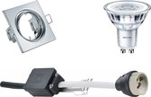 LED Spot Set - GU10 Fitting - Inbouw Vierkant - Glans Chroom - Kantelbaar 80mm - Philips - CorePro 830 36D - 5W - Warm Wit 3000K - Dimbaar - BES LED