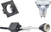 LED Spot Set - GU10 Fitting - Inbouw Vierkant - Mat Zwart - Kantelbaar 80mm - Philips - MASTER 927 36D VLE - 4.9W - Warm Wit 2200K-2700K - DimTone Dimbaar - BSE