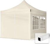 3x3m easy up partytent vouwtent  4 zijwanden (met kerkvensters) paviljoen PES300 stalen frame crème
