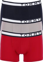 Tommy Hilfiger trunks (3-pack) heren boxers normale lengte - blauw - grijs en rood -  Maat: L