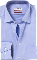 MARVELIS modern fit overhemd - lichtblauw structuur (contrast) - Strijkvrij - Boordmaat: 43