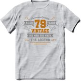 79 Jaar Legend T-Shirt | Goud - Zilver | Grappig Verjaardag Cadeau | Dames - Heren | - Licht Grijs - Gemaleerd - XXL