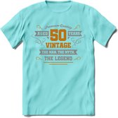 50 Jaar Legend T-Shirt | Goud - Zilver | Grappig  Abraham Verjaardag Cadeau | Dames - Heren | - Licht Blauw - S