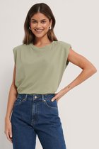 NA-KD Top Shoulder Pad Top 1660 000104 Khaki Dames Maat - M