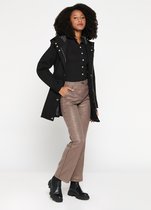 LOLALIZA Halflange duffelcoat met capuchon - Zwart - Maat L