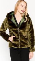 LOLALIZA Teddy jas met capuchon - Khaki - Maat L