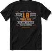 18 Jaar Legend T-Shirt | Goud - Zilver | Grappig Verjaardag Cadeau | Dames - Heren | - Zwart - XL