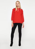 LOLALIZA Blouse met franjes en stippen - Rood - Maat 38