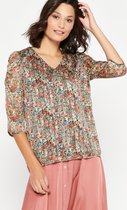 LOLALIZA Blouse met bloemenprint en strepen - Roze - Maat 38