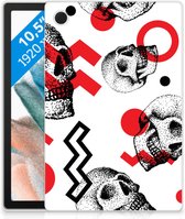 Fotohoesje Geschikt voor Samsung Galaxy Tab A8 2021 Siliconen Case Skull Red met doorzichte zijkanten