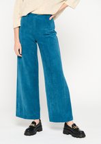 LOLALIZA Corduroy broek met wijde pijpen - Groenblauw - Maat 38