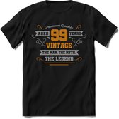 99 Jaar Legend T-Shirt | Goud - Zilver | Grappig Verjaardag Cadeau | Dames - Heren | - Zwart - M