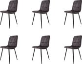 Eetkamerstoelen set van 6 Grijs "Los Angeles" - velvet eetkamerstoel - velvet stoel - eetkamerstoel