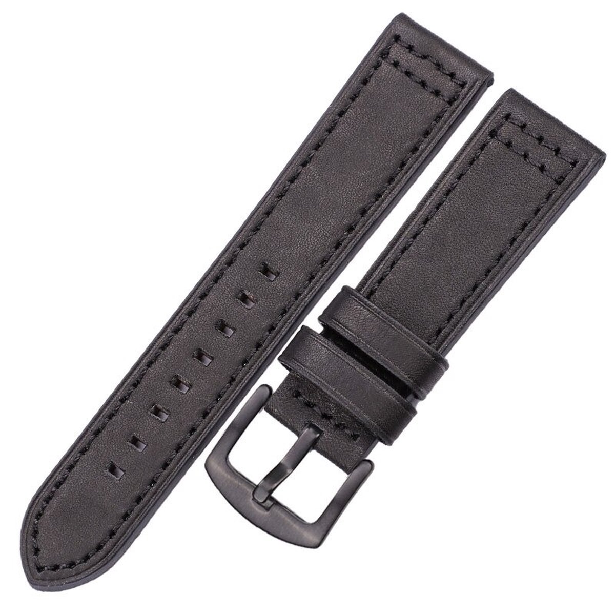 Luxe Leder Horloge Band - Horlogeband - Horlogebandje - Design - Dames - Heren - Hobby - DIY - Sieraden Maken - Zwart