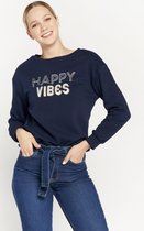 LOLALIZA Trui met opschrift - Marine Blauw - Maat M