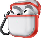Apple AirPods 3 Hoesje - Mobigear - Shockproof Serie - TPU Hoesje - Transparant / Rood - Hoesje Geschikt Voor Apple AirPods 3