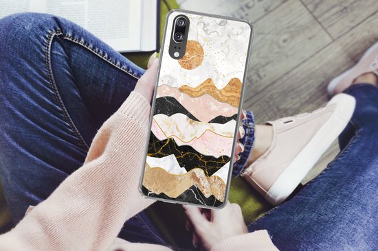 Coque Huawei P20 - Marbre - Or - Pastel - Coque de téléphone en Siliconen