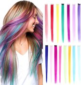 Everygoods 15Stuks Regenboog Kleur Steil Haar Extensions Clip In 20Inch Multi-Color Synthetische Clip In Hair Extensions Feest Hoogtepunten Synthetische Clip In Lang Haarstuk Meisjes Kinderen