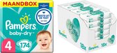 Pampers Baby-Dry maandbox maat 4 174 luiers en Aqua Pure 864 billendoekjes Pakket