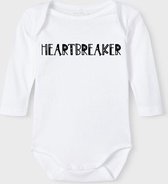 Baby Rompertje met tekst 'Heartbreaker' | Lange mouw l | wit zwart | maat 62/68 | cadeau | Kraamcadeau | Kraamkado