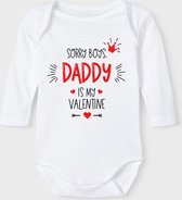Baby Rompertje met tekst 'Sorry boys, daddy is my valentine' |Lange mouw l | wit zwart | maat 50/56 | cadeau | Kraamcadeau | Kraamkado | valentijn