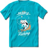 Cool People Do Fishing - Vissen T-Shirt | Oranje | Grappig Verjaardag Vis Hobby Cadeau Shirt | Dames - Heren - Unisex | Tshirt Hengelsport Kleding Kado - Blauw - M
