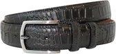 Heren riem croco zwart - Riemmaat 115cm - Leren riem - Luxe Herenriem - Kroko riem - Cadeau - Italiaanse riem handgemaakt