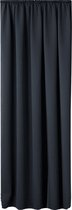 JEMIDI Kant-en-klaar blikdicht gordijn - Gordijn met plooiband 245 x 140 cm - Voor op gordijnrail - Zwart